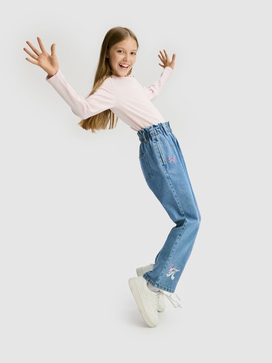 Baggy farmerke s vezom - plavi džins - RESERVED