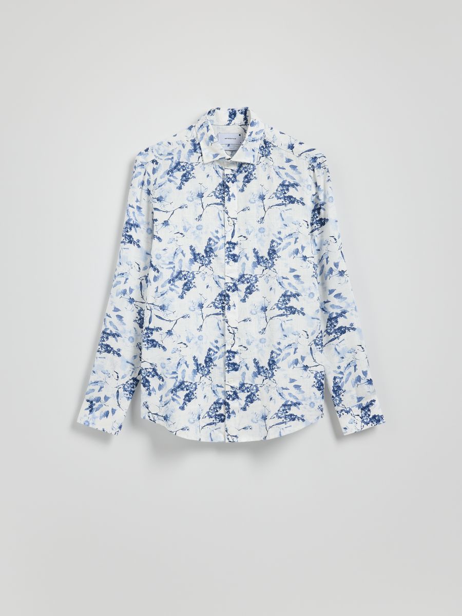Slim fit marškiniai su linu - balta - RESERVED - 4