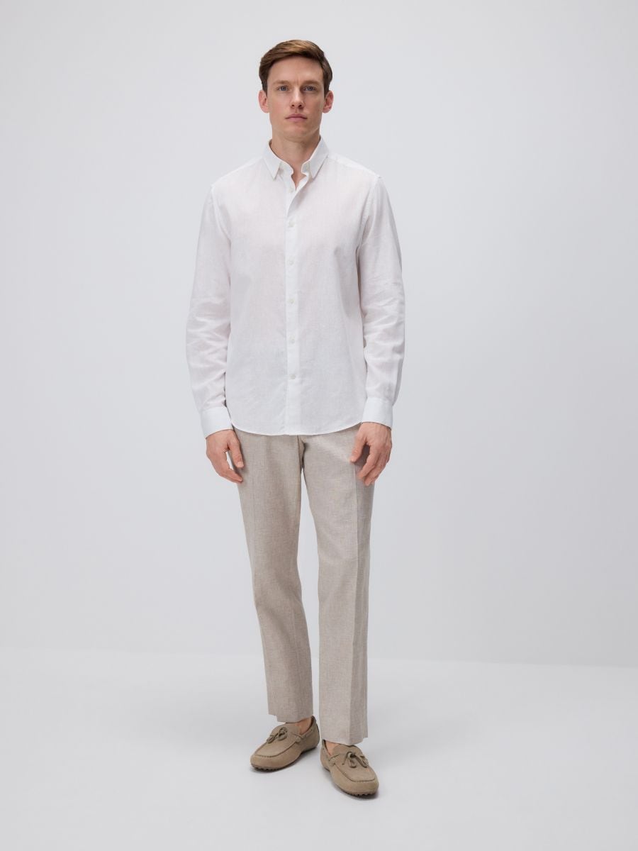 Camicia regular fit in misto lino - bianco - RESERVED - 6