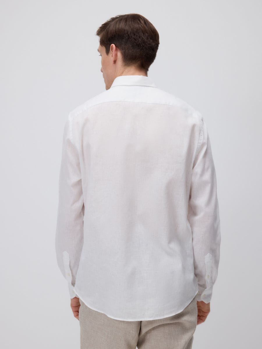 Camicia regular fit in misto lino - bianco - RESERVED - 4