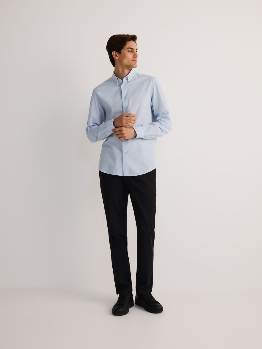 Regular fit overhemd met hoog linnengehalte - BLEEKBLAUW - RESERVED - 3