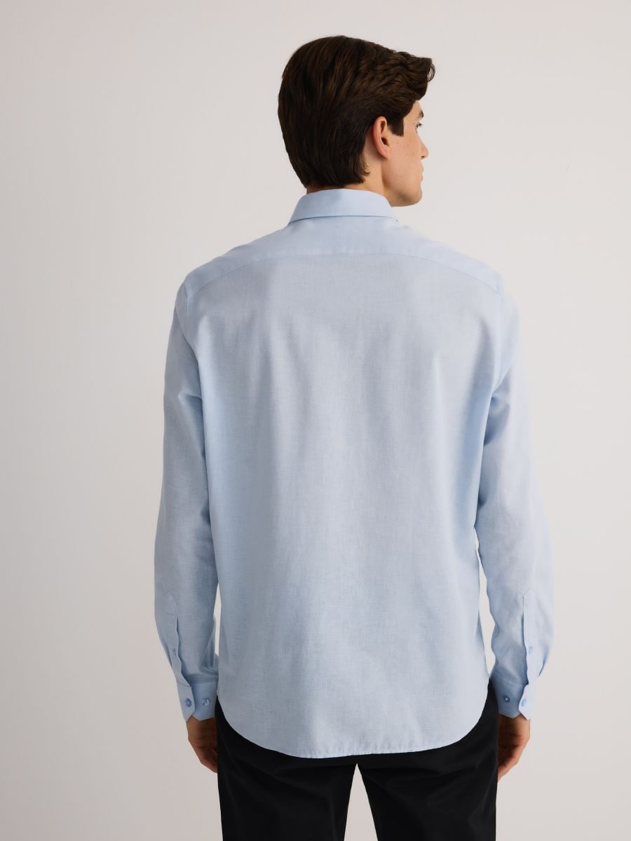 Regular fit overhemd met hoog linnengehalte - BLEEKBLAUW - RESERVED - 7