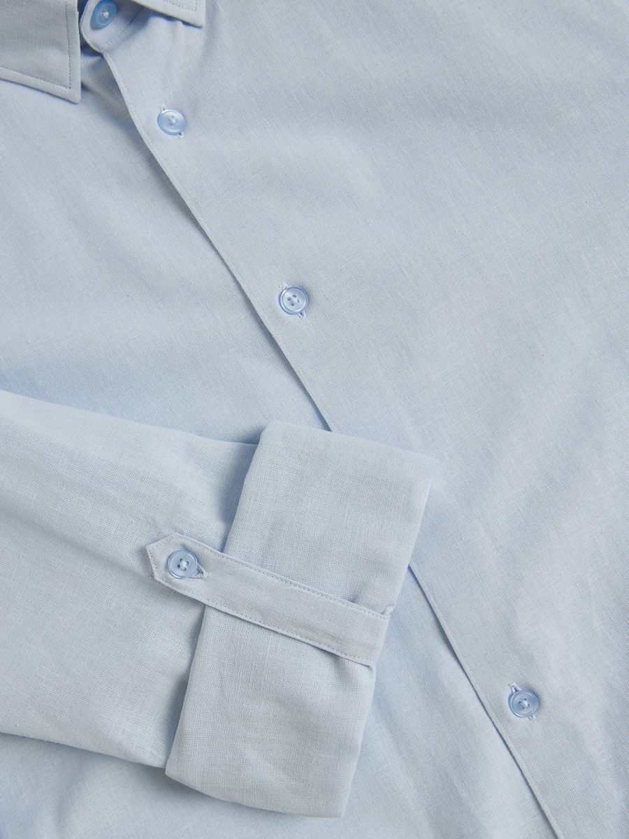 Regular fit overhemd met hoog linnengehalte - BLEEKBLAUW - RESERVED - 2