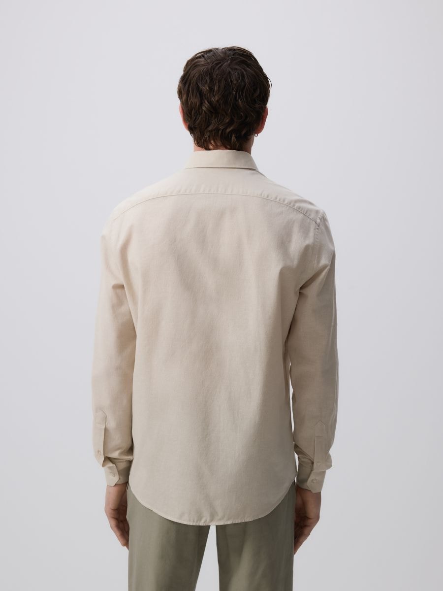 Regular fit overhemd met hoog linnengehalte - beige - RESERVED - 4