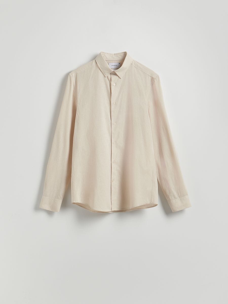 Regular fit overhemd met hoog linnengehalte - beige - RESERVED - 6