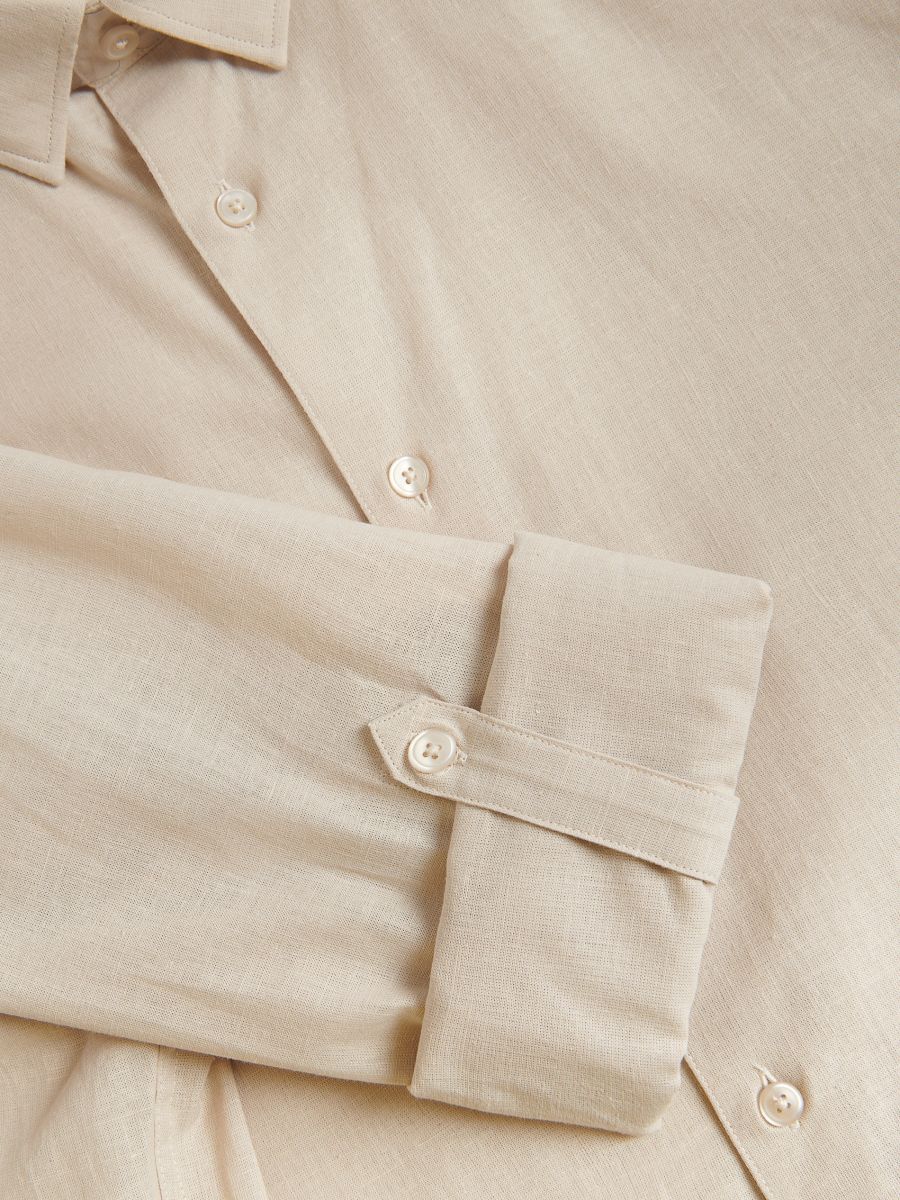 Regular fit overhemd met hoog linnengehalte - beige - RESERVED - 7
