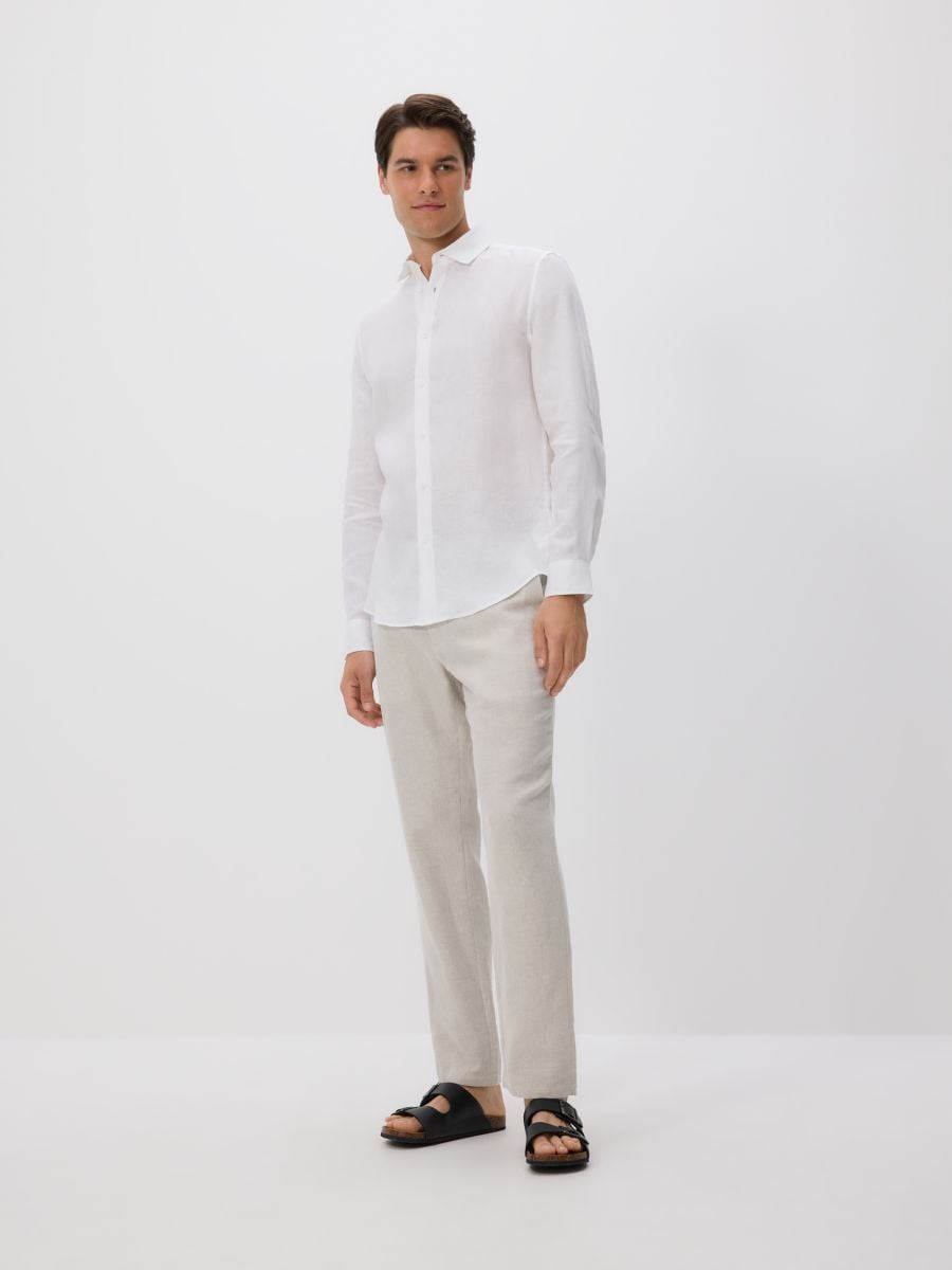 Lniana koszula regular fit - biały - RESERVED