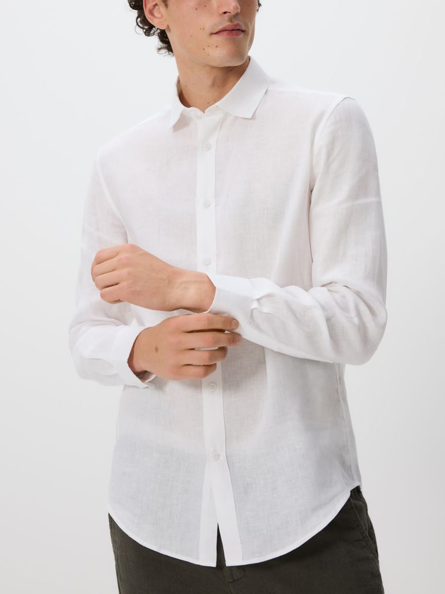 Lniana koszula regular fit - biały - RESERVED