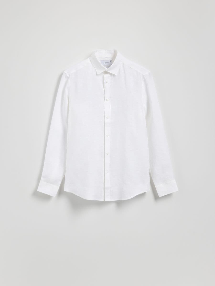 Regular fit linen shirt - white - RESERVED