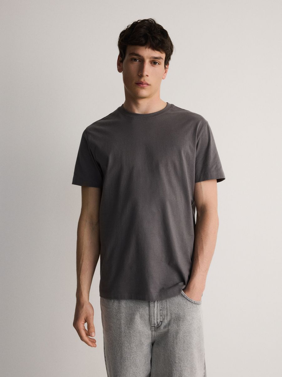 Regular fit T-shirt - dark grey - RESERVED