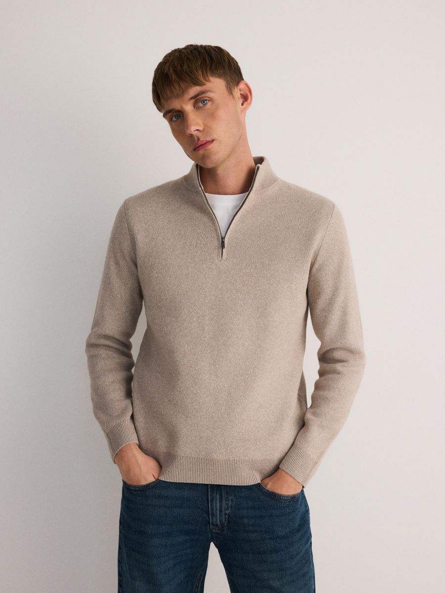 Jumper with stand up collar - beige - RESERVED - 2