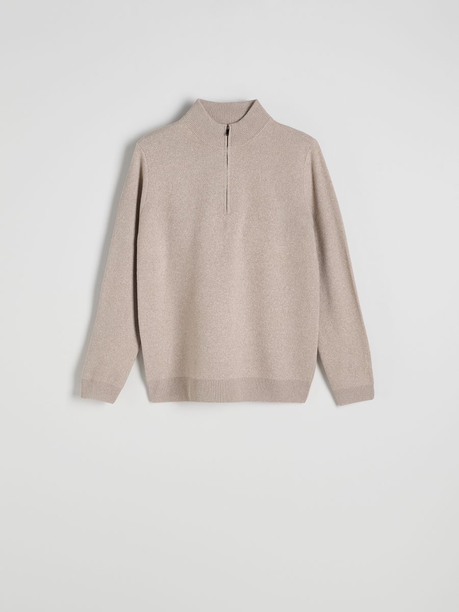 Jumper with stand up collar - beige - RESERVED - 5