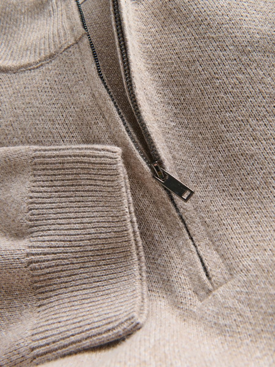Jumper with stand up collar - beige - RESERVED - 6