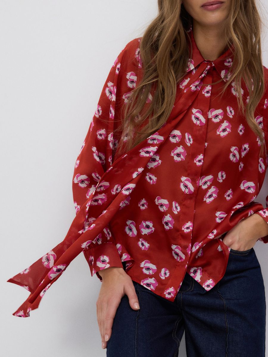 Bluse mit dekorativem Bindedetail - bunt - RESERVED - 2