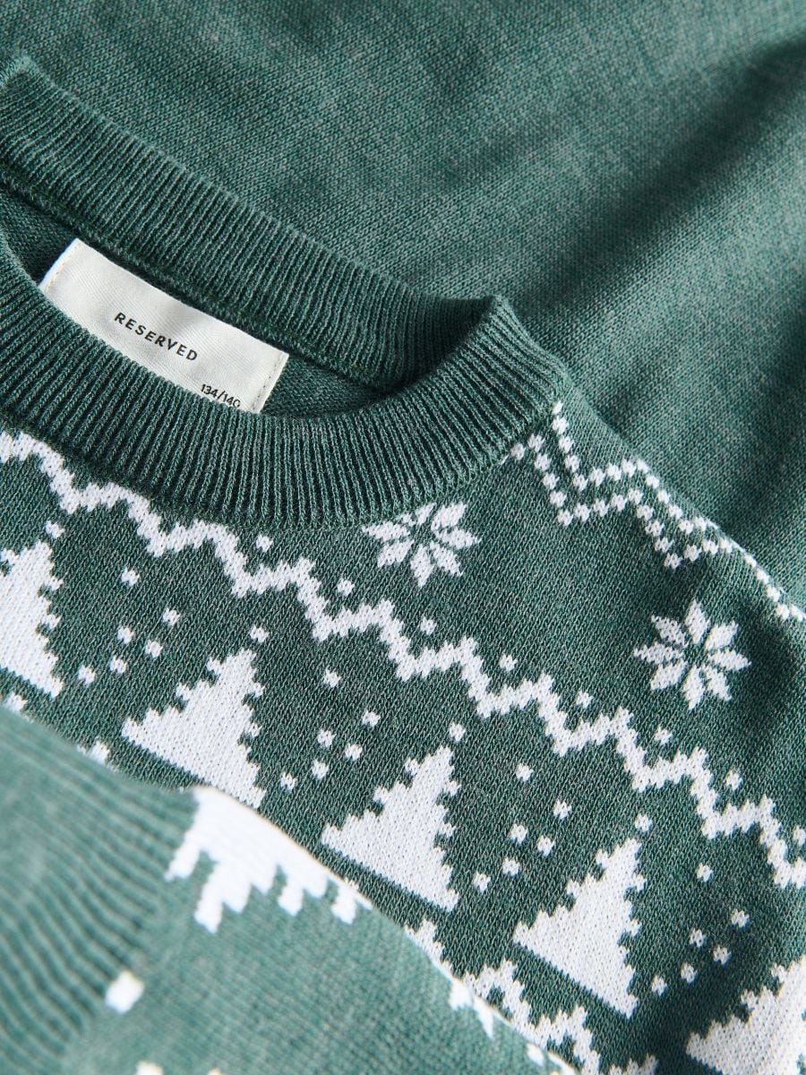 Pull à motif hivernal - vert foncé - RESERVED