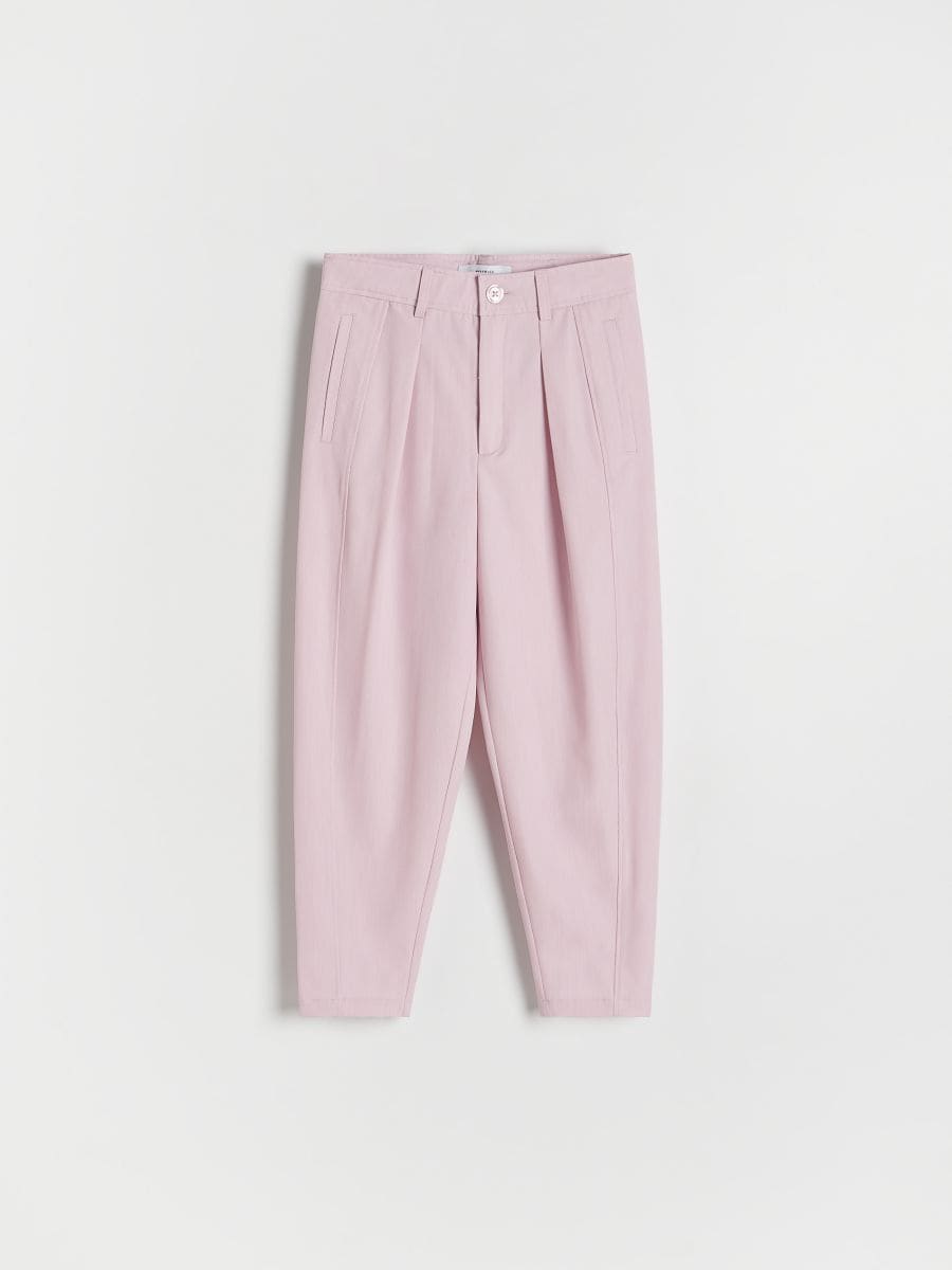 Elegantne pantalone od mešavine viskoze - pink - RESERVED