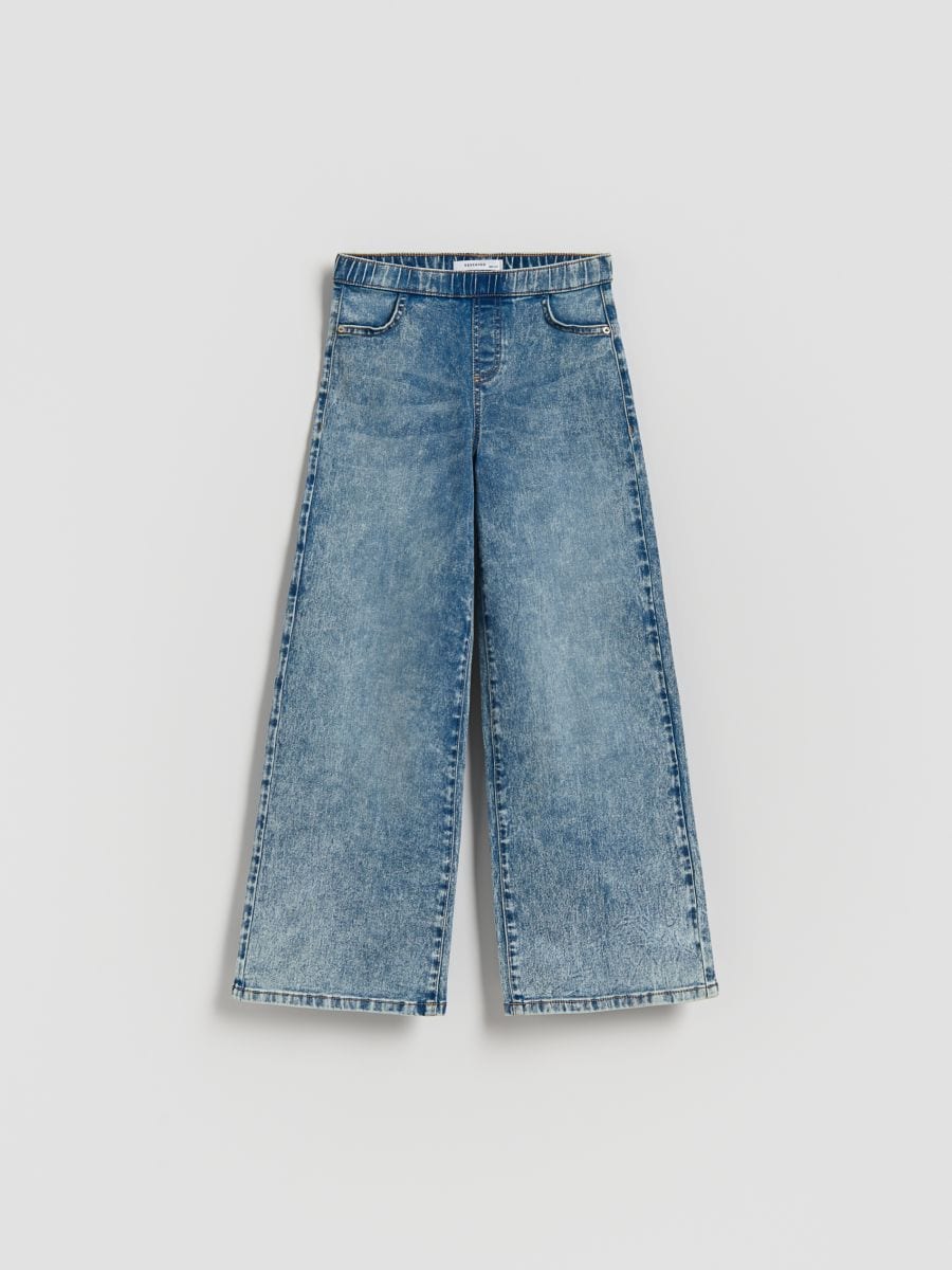 Elastic wide leg jeans - blue - RESERVED