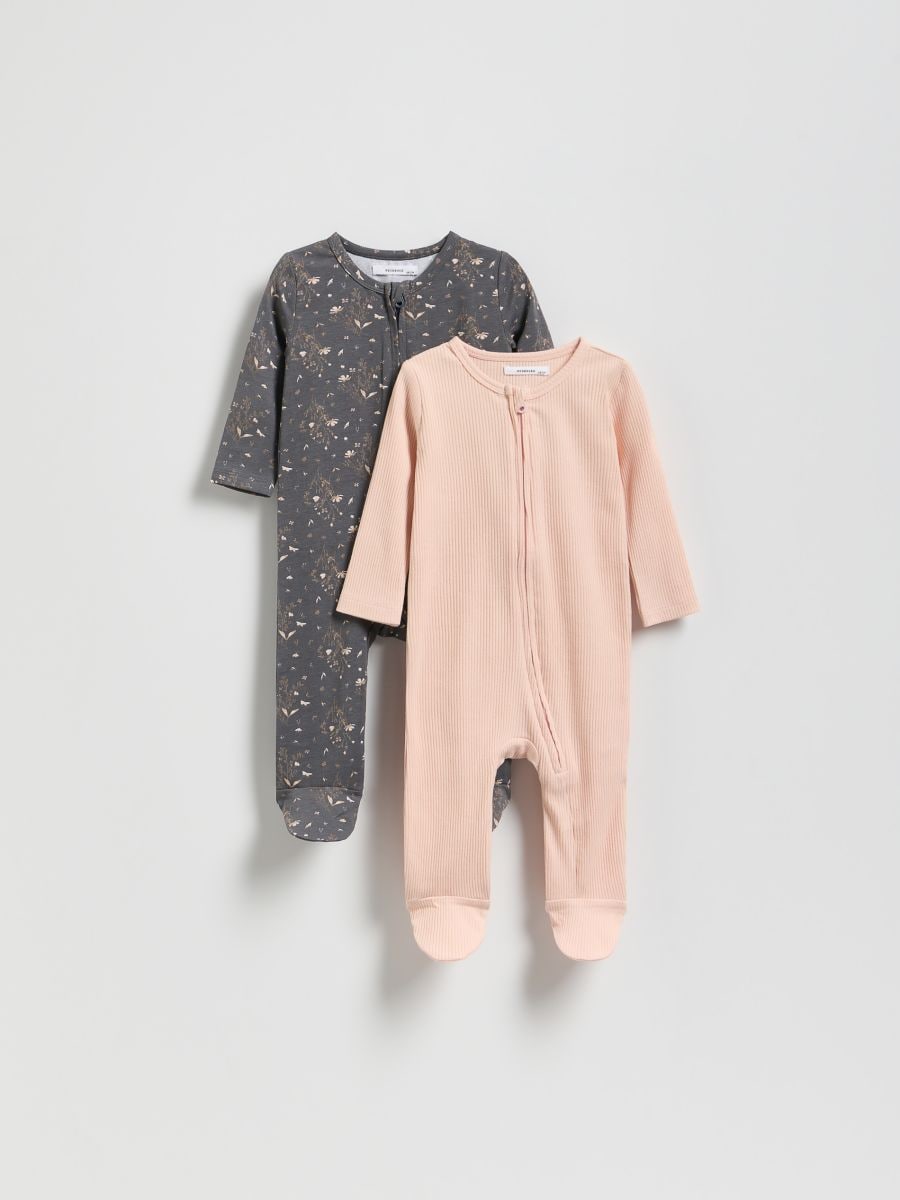 Sada 2 kusů bavlněných overalů - pudrově růžová - RESERVED