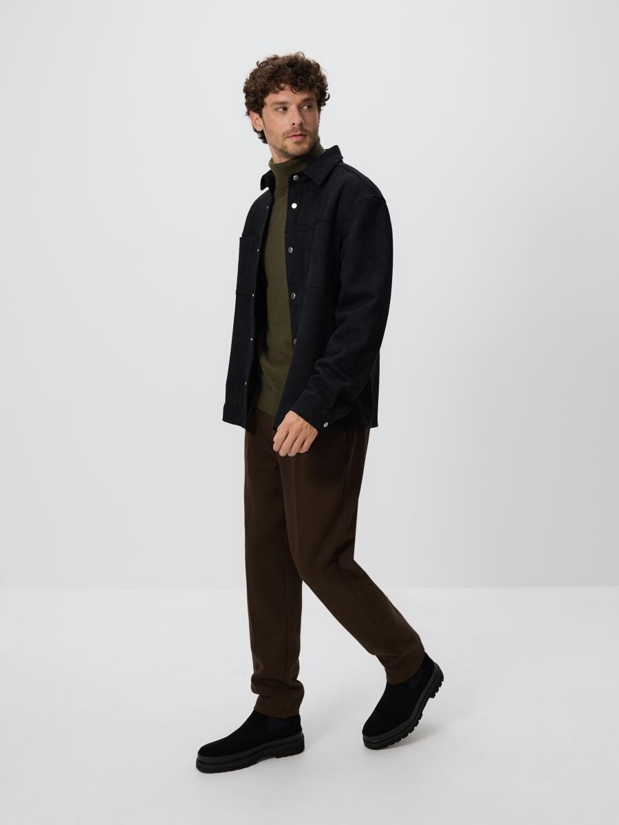 Comfort shirt in faux suede - black - RESERVED