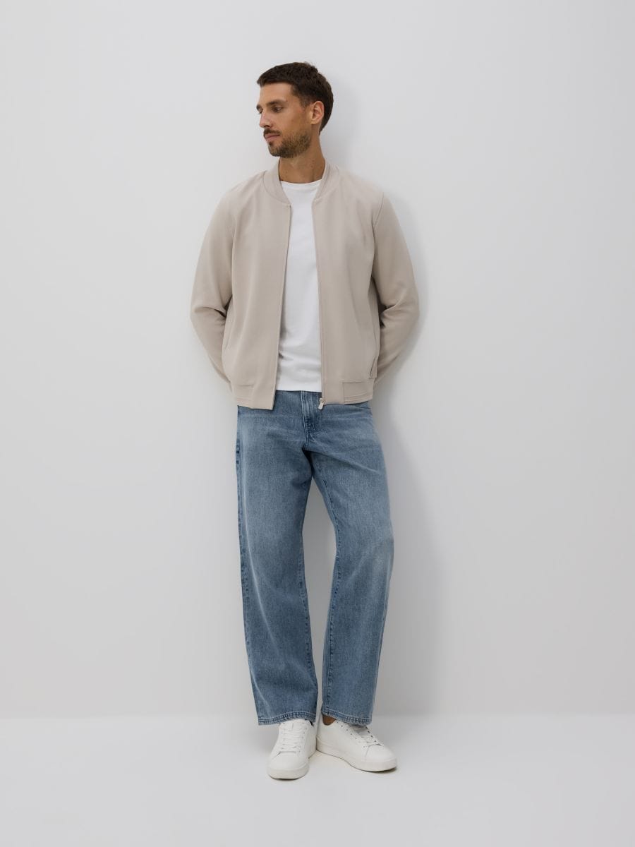 Bomber sweatshirt - beige - RESERVED