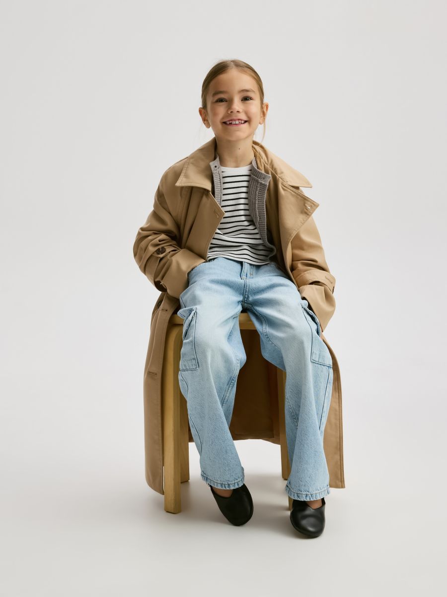 Wide leg jeans with cargo pockets - blue - RESERVED