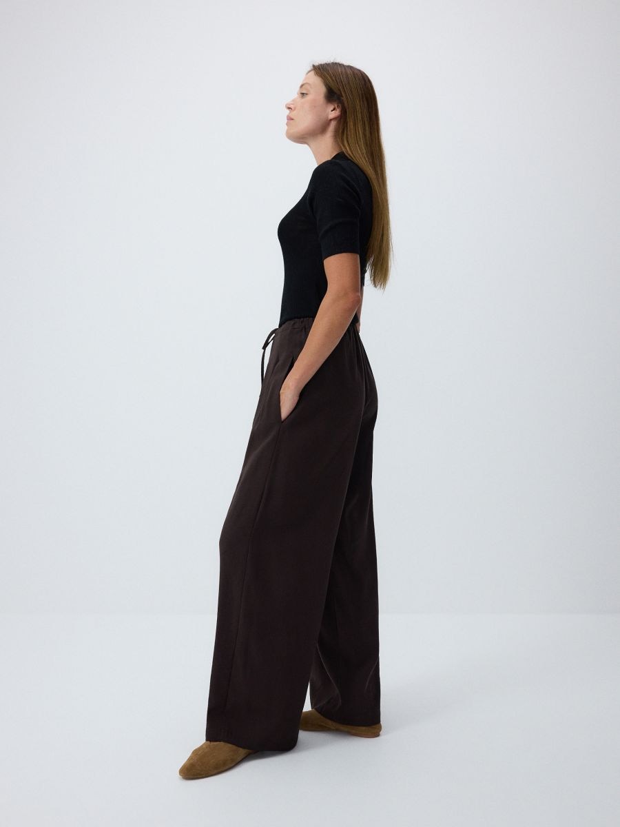 Viscose trousers - dark brown - RESERVED - 3