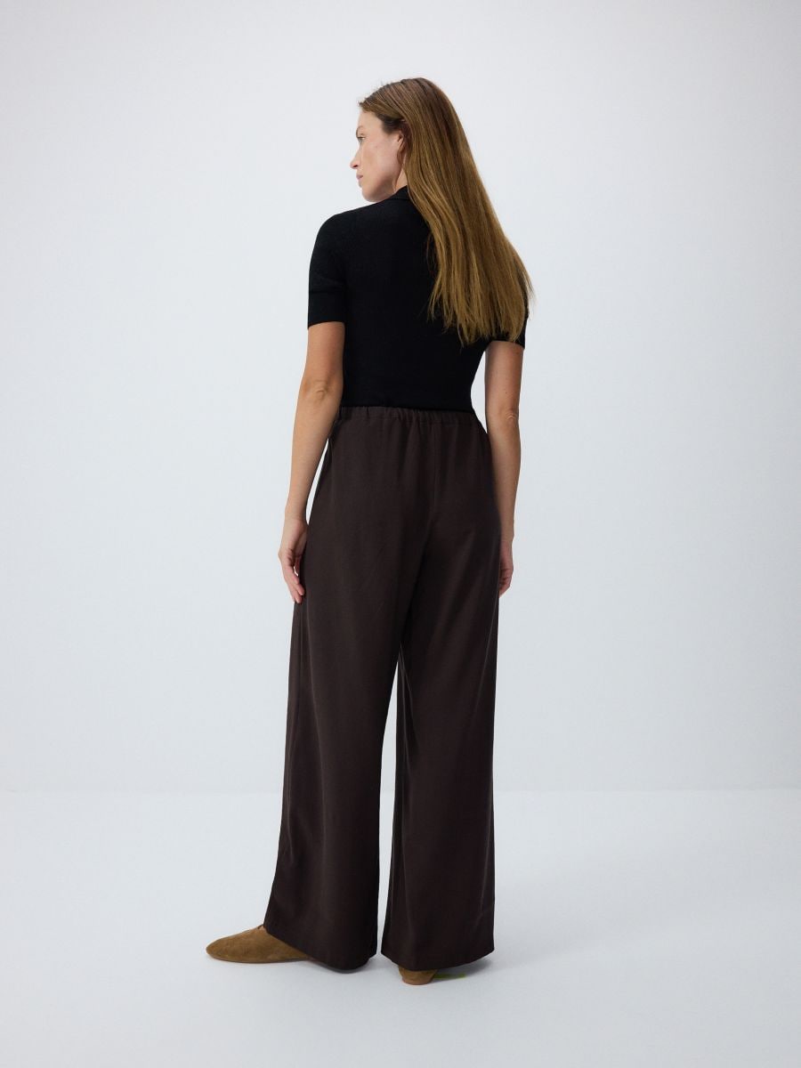 Viscose trousers - dark brown - RESERVED - 4