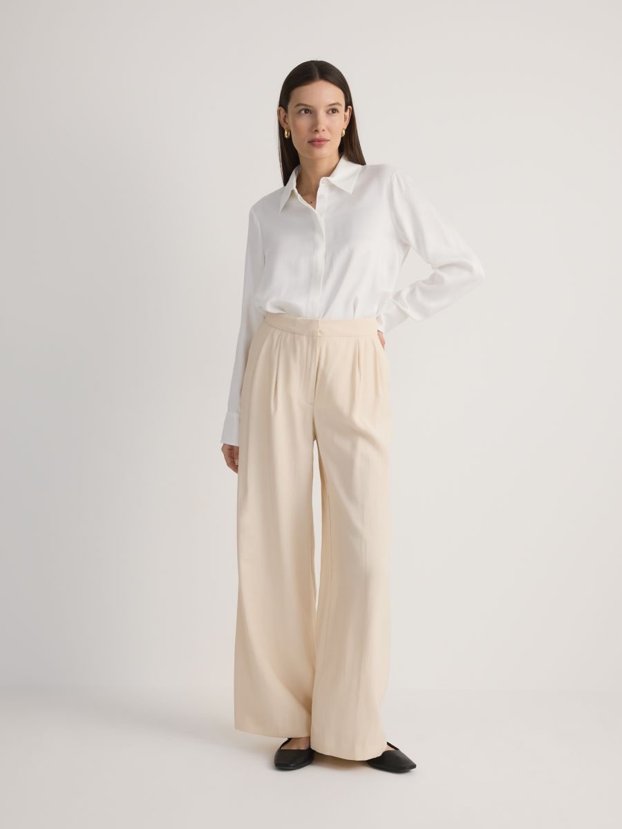 Bundfaltenhose mit weitem Bein - creme - RESERVED - 3