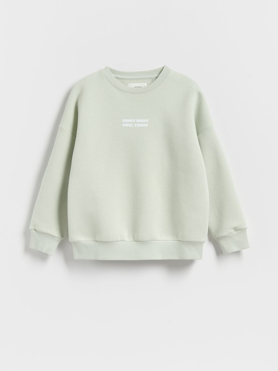 Bedrukte sweater - BLEEKGROEN - RESERVED
