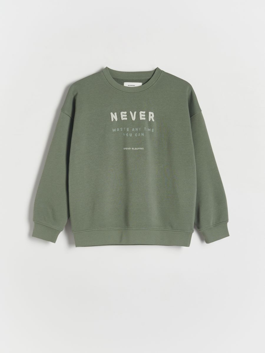 Bedrucktes Oversize-Sweatshirt - dunkelgrün - RESERVED