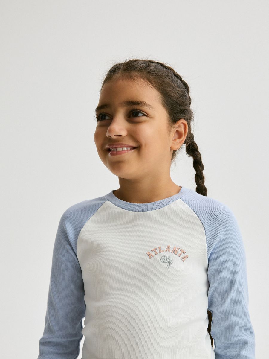Cotton blouse with print - pale blue - RESERVED - 2