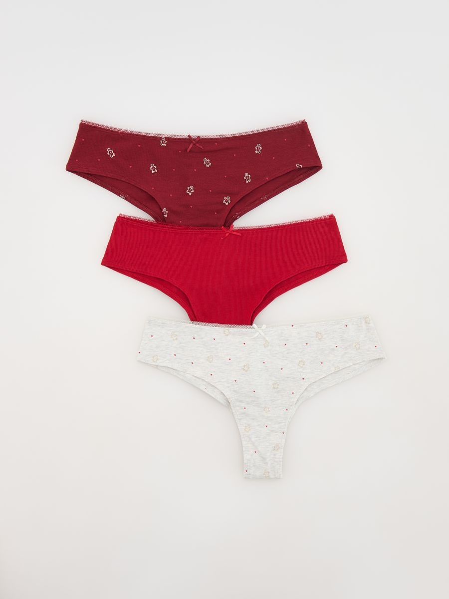 Cotton rich Brazilian knickers 3 pack - red - RESERVED