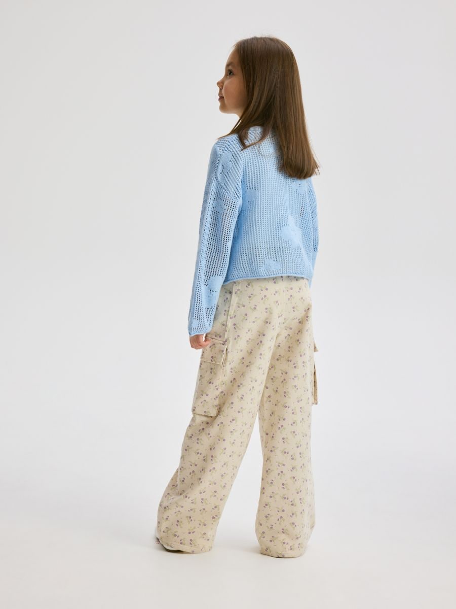 Cargo trousers with flower pattern - beige - RESERVED - 5