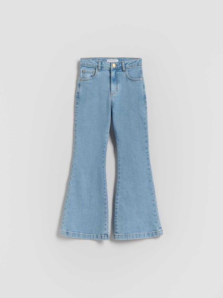 High waist flare džinsai - mėlyna - RESERVED