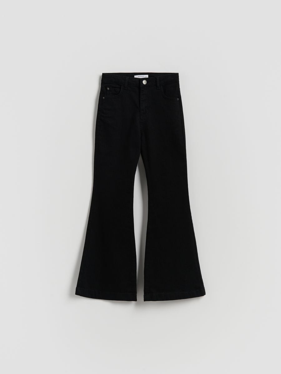 Jeansy flare high waist - czarny - RESERVED