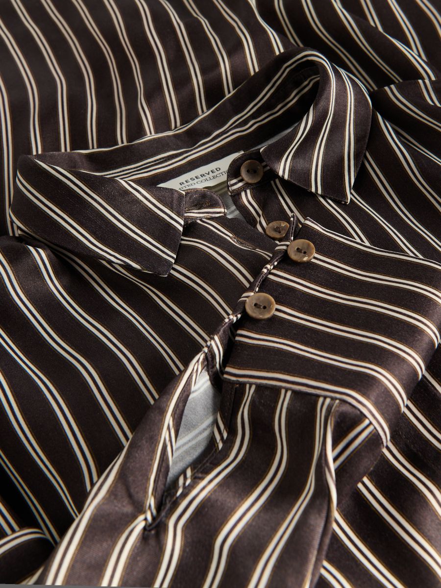 Viscose rich midi shirt dress - dark brown - RESERVED - 6