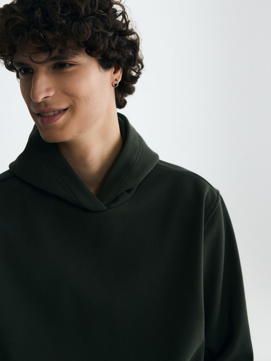 Regular fit hoodie - brownish green - RESERVED