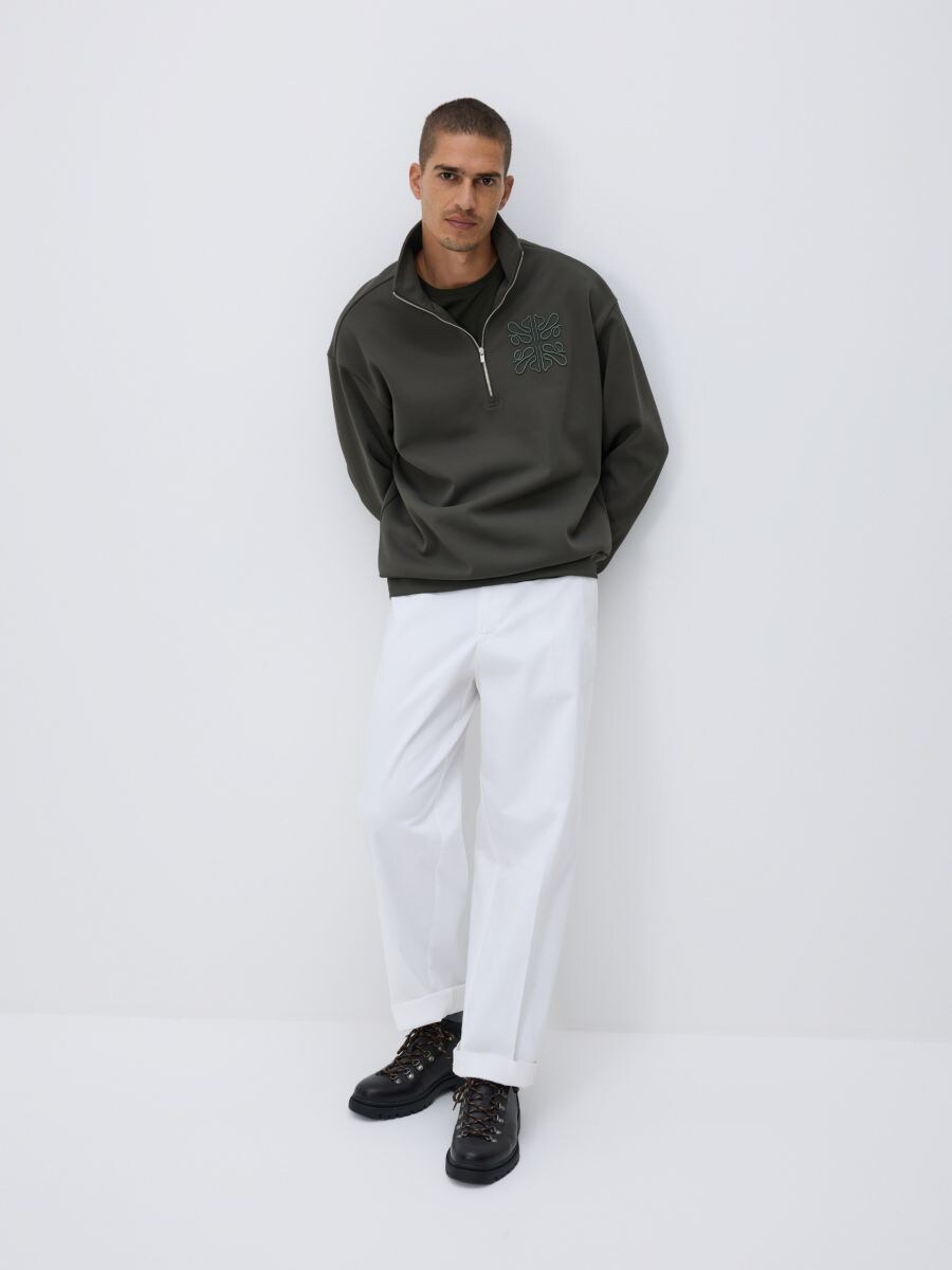 Sweatshirt with embroidery detailing - green - RESERVED