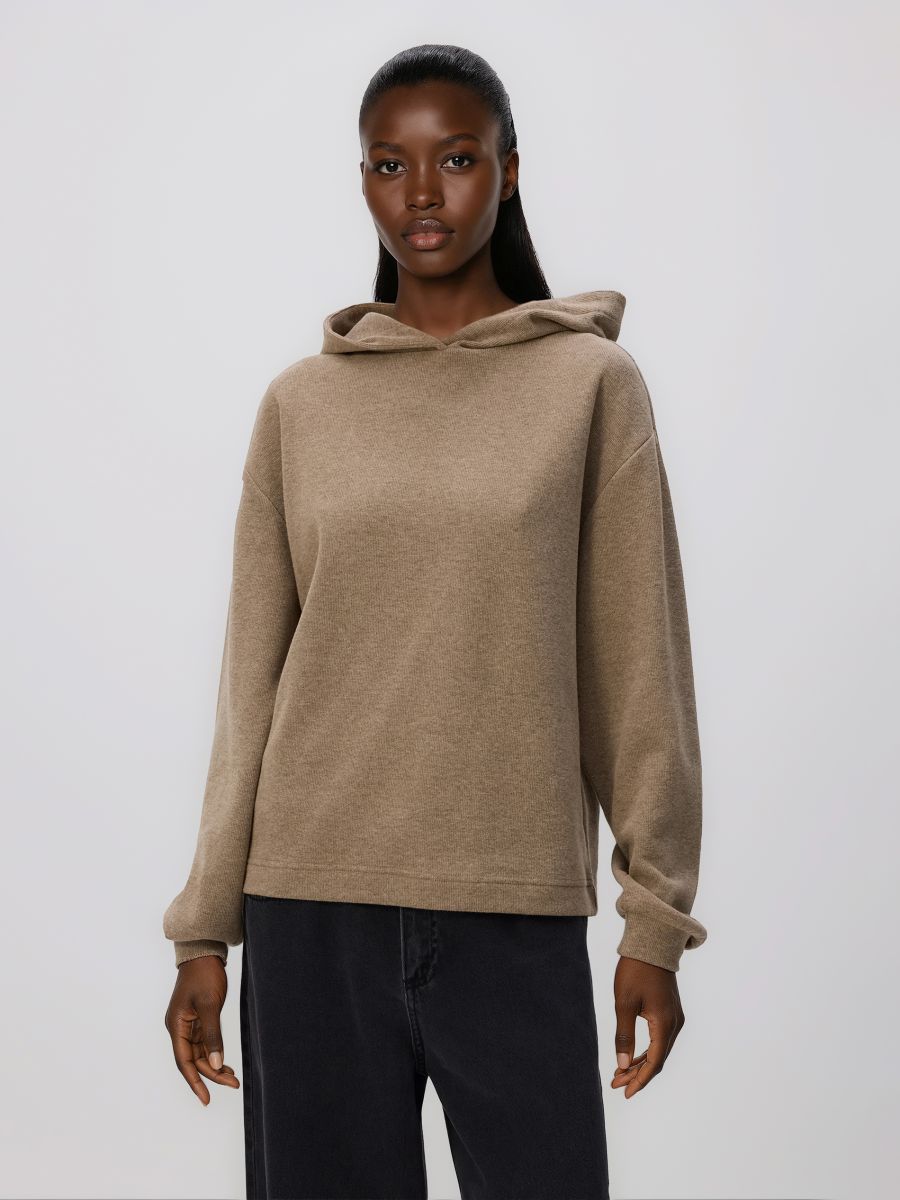 Kapuutsiga dressipluus - pruun - RESERVED