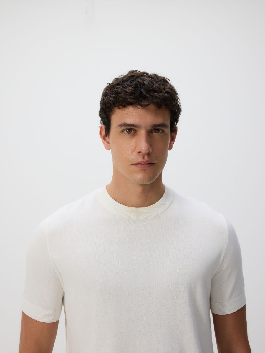Short sleeve jumper - cream - RESERVED