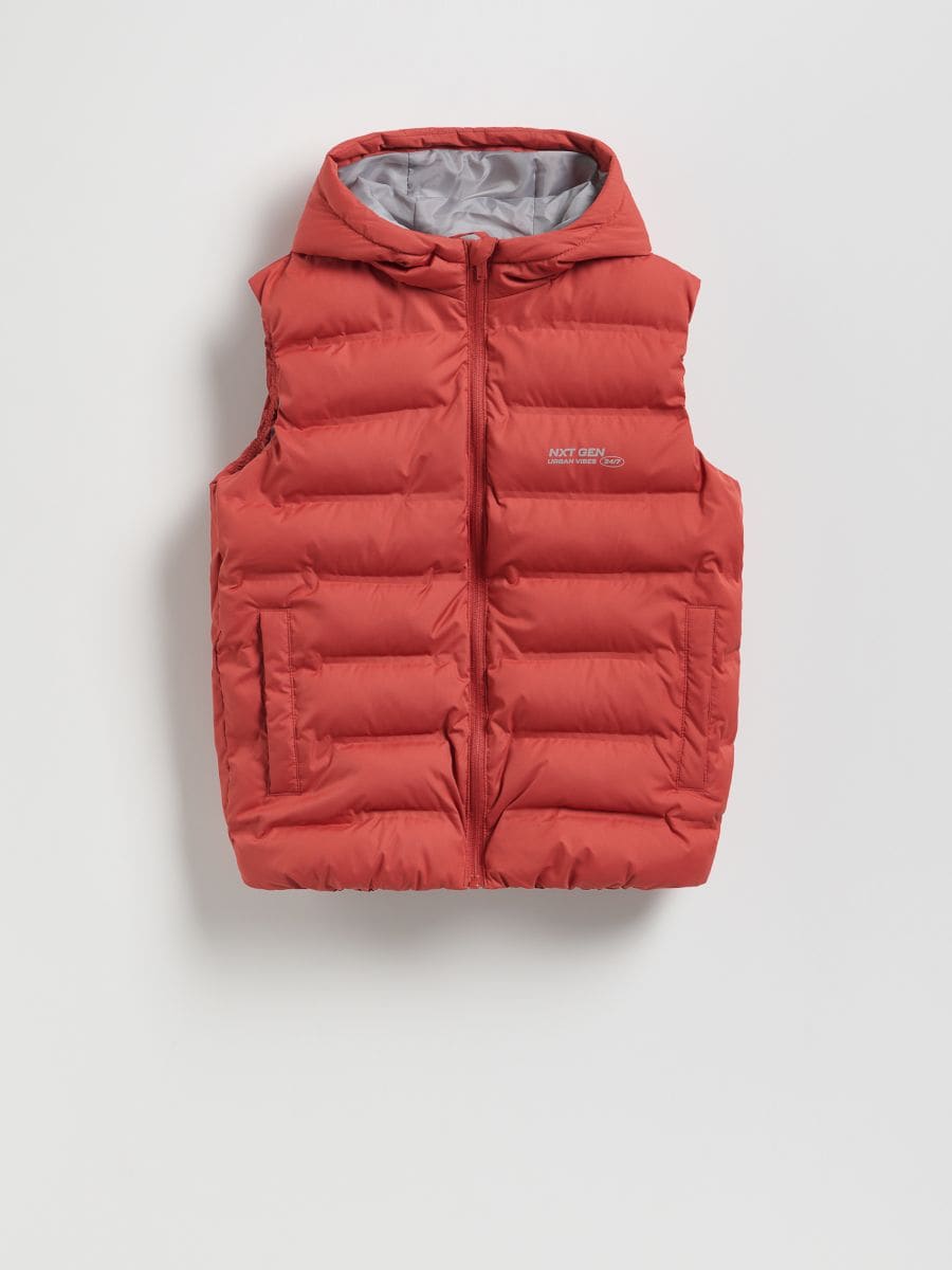 Quilted vest with hood - red - RESERVED