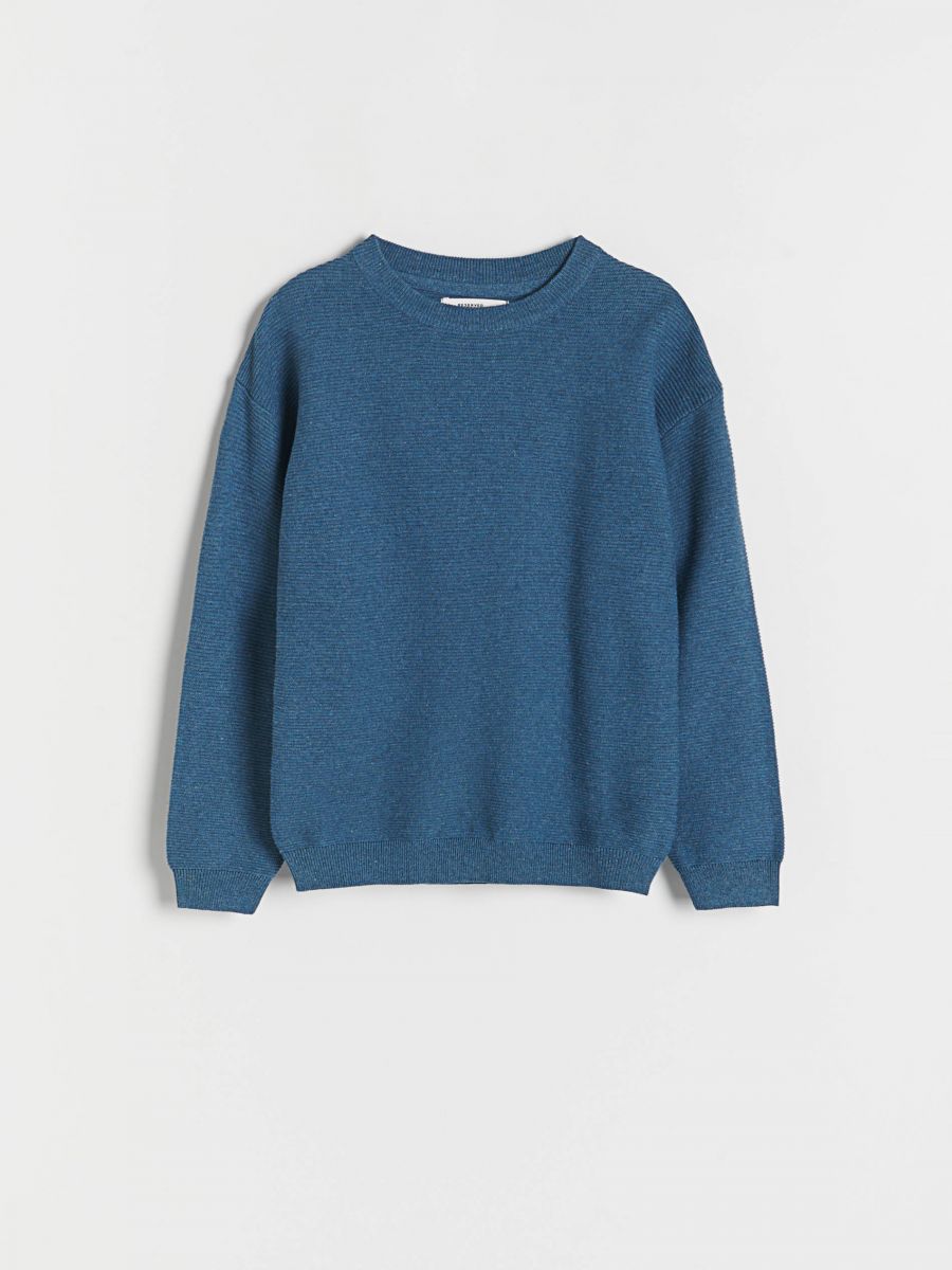 Pullover aus strukturierter Baumwolle - steel blue - RESERVED