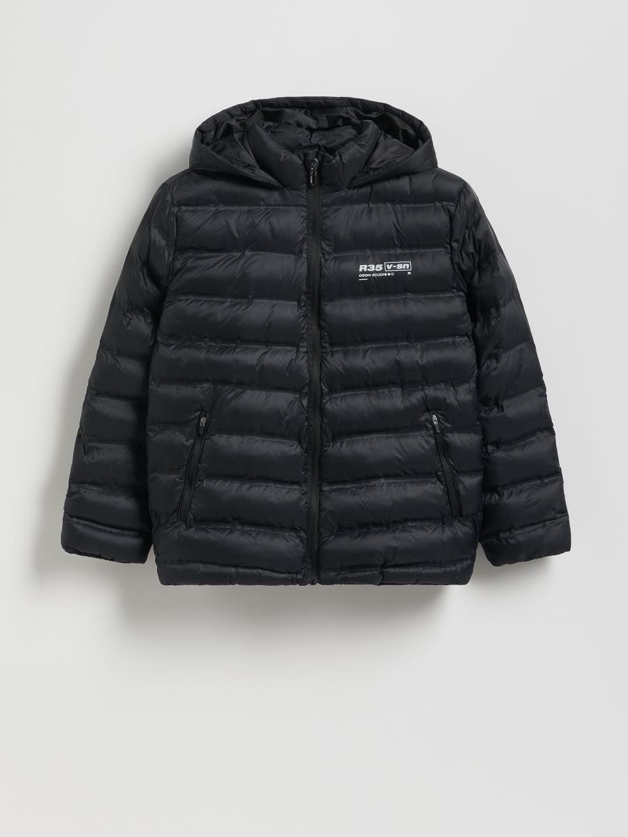 Quilted jacket with hood - black - RESERVED