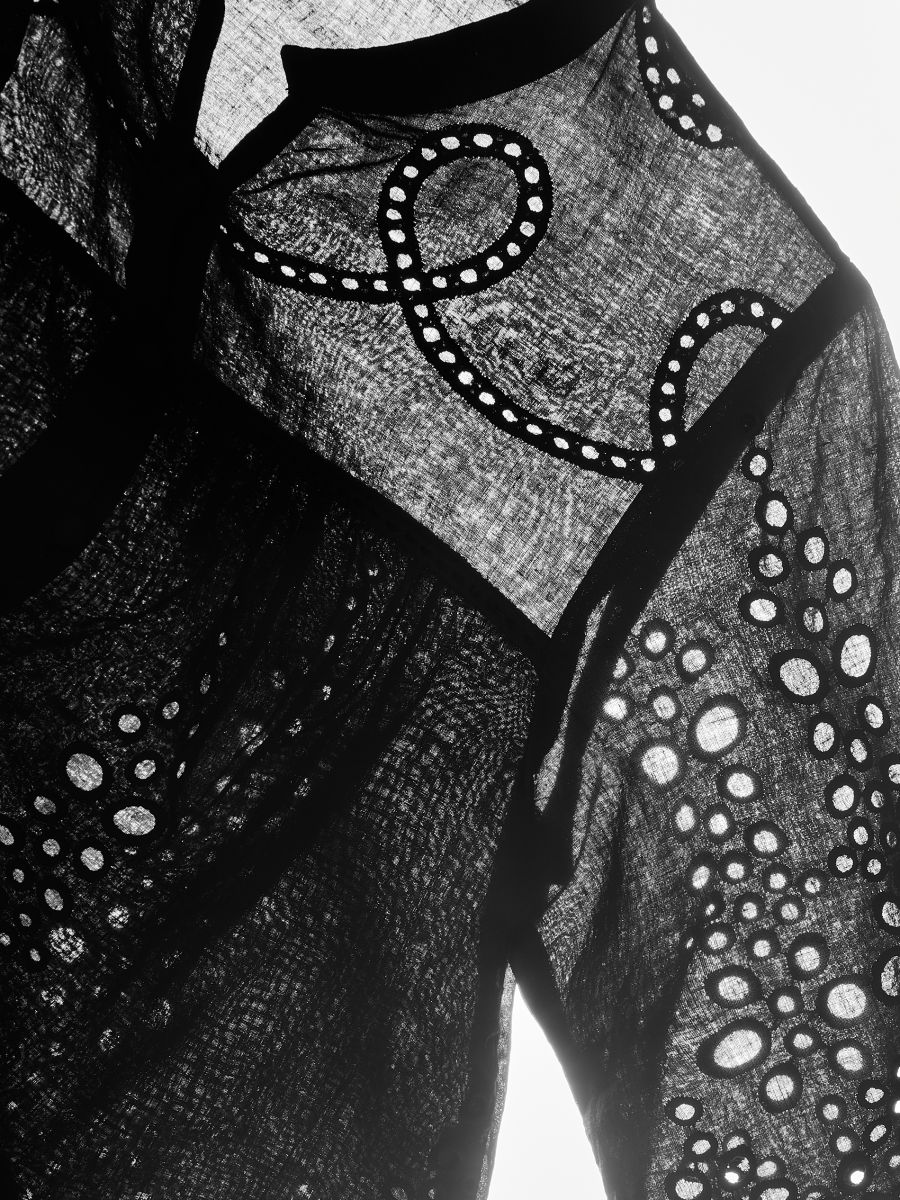 Camisa de bordado inglés de algodón - negro - RESERVED - 4