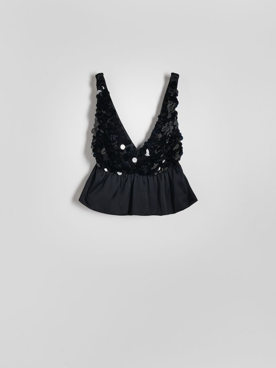Top with hand-sewn-on sequins - black - RESERVED - 2