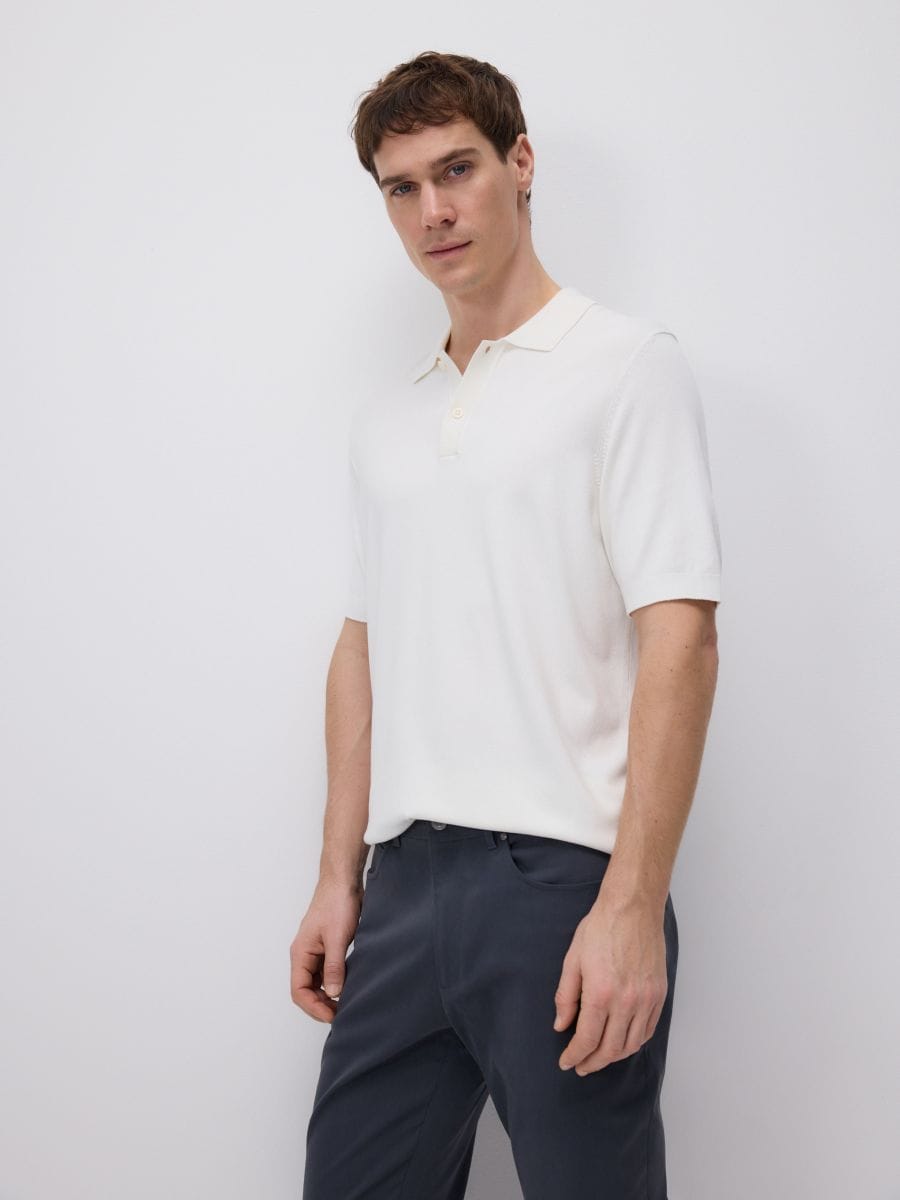 Polosweater met een hoog viscosegehalte - WIT - RESERVED