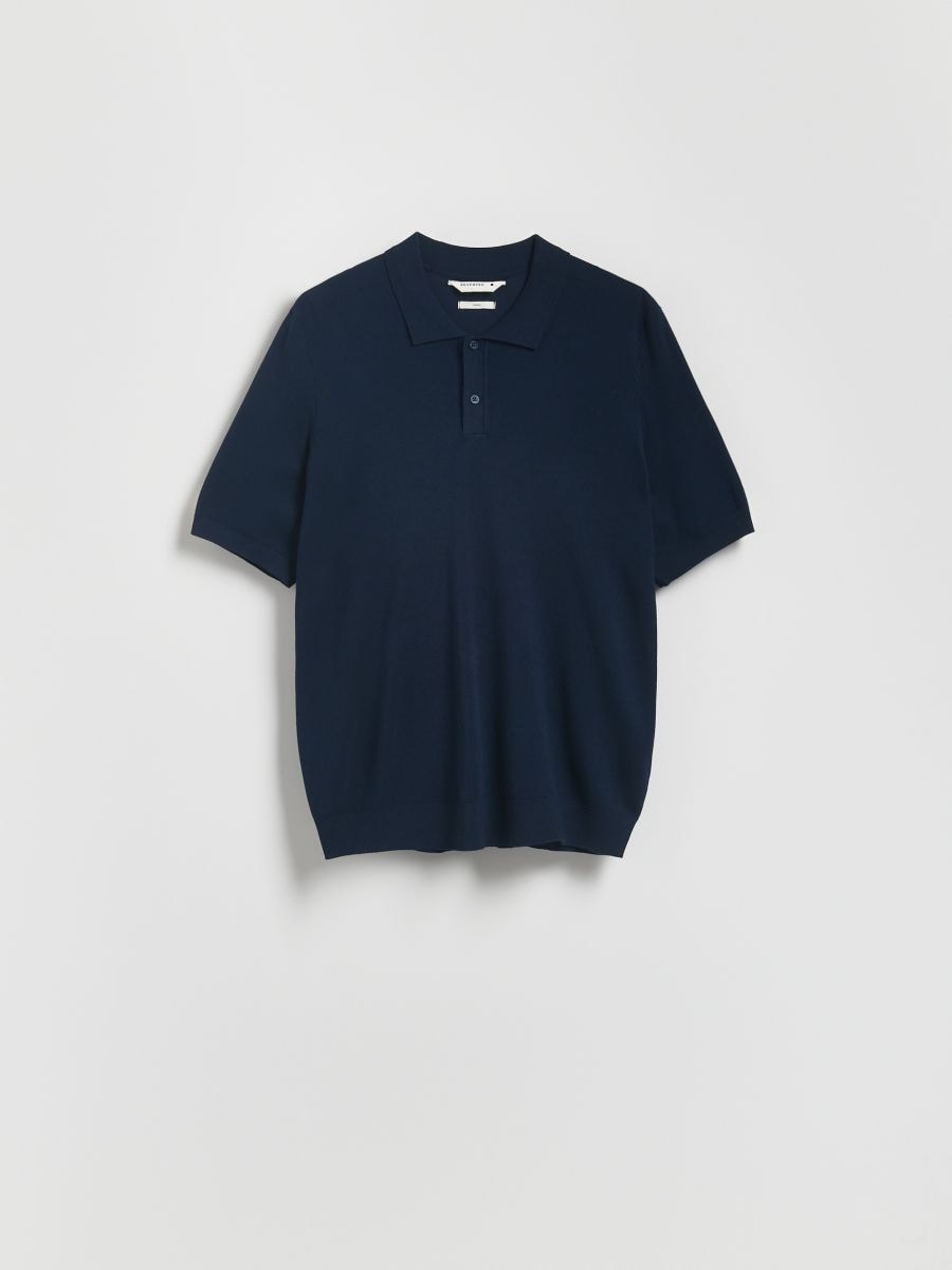Viscose rich polo jumper - navy - RESERVED