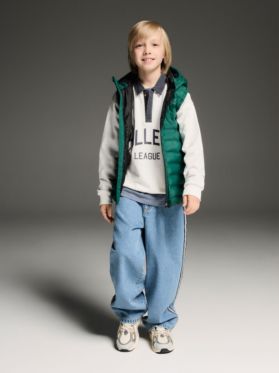 Quilted vest with hood - green - RESERVED
