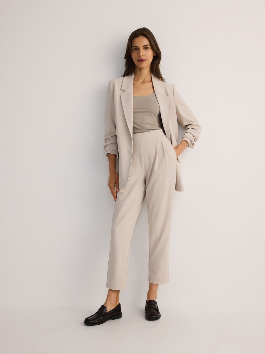 Jogger trousers with pleats - beige - RESERVED - 2