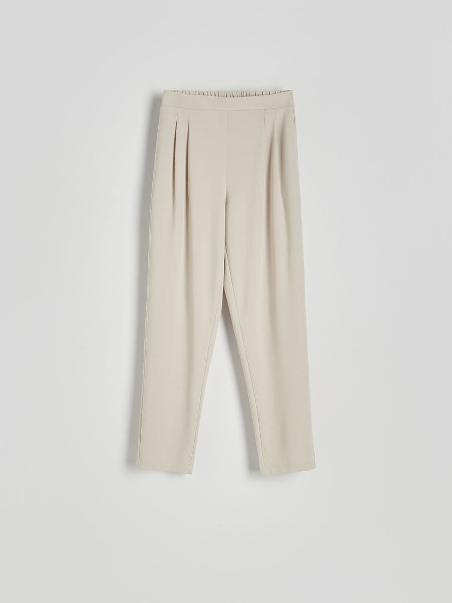 Jogger trousers with pleats - beige - RESERVED - 5